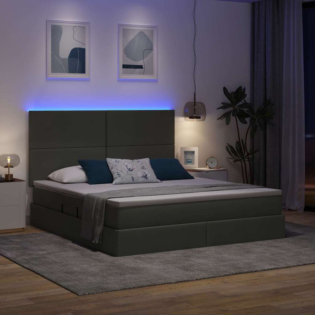 Krevet s prostorom za pohranu s LED-om Tamno siva 160 x 200 cm