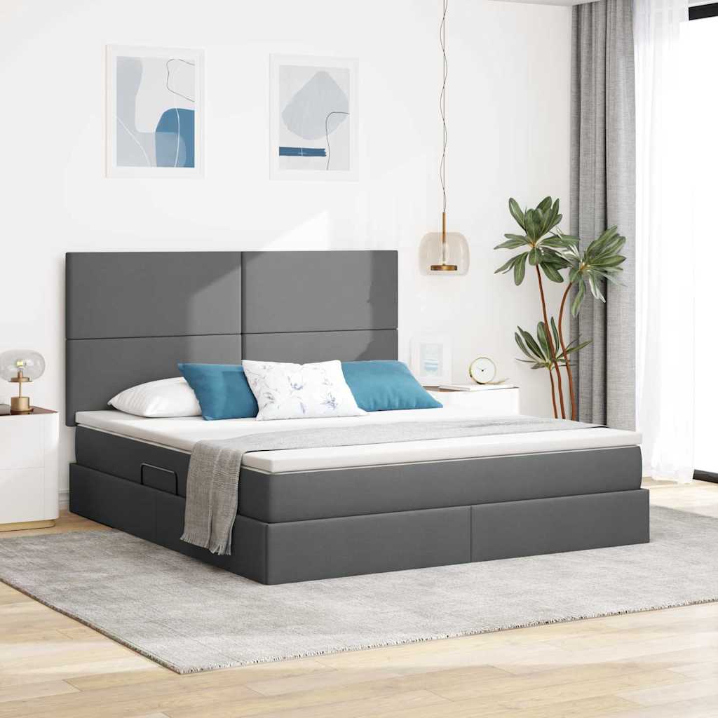 Krevet s prostorom za pohranu s LED-om Tamno siva 160 x 200 cm