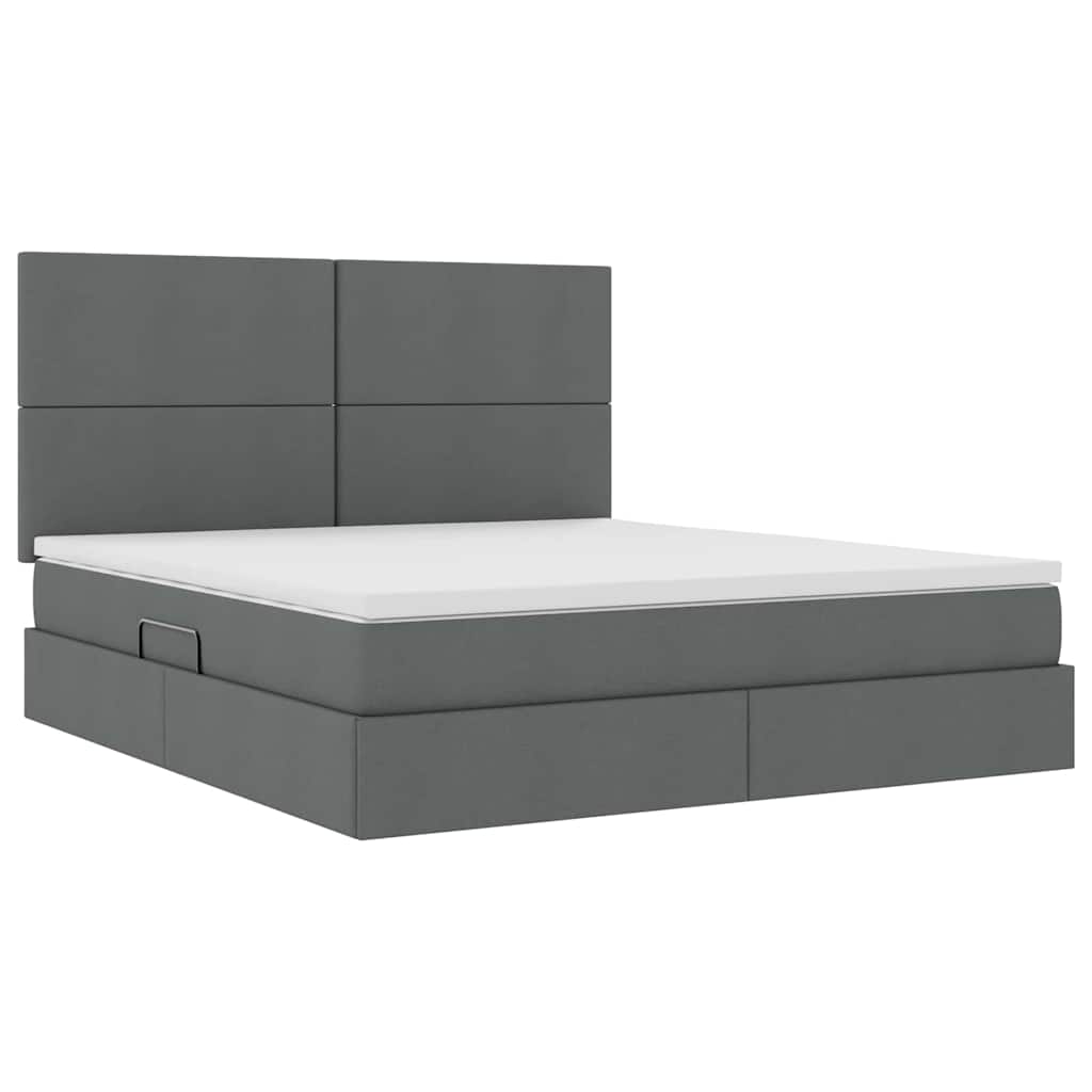 Krevet s prostorom za pohranu s LED-om Tamno siva 160 x 200 cm