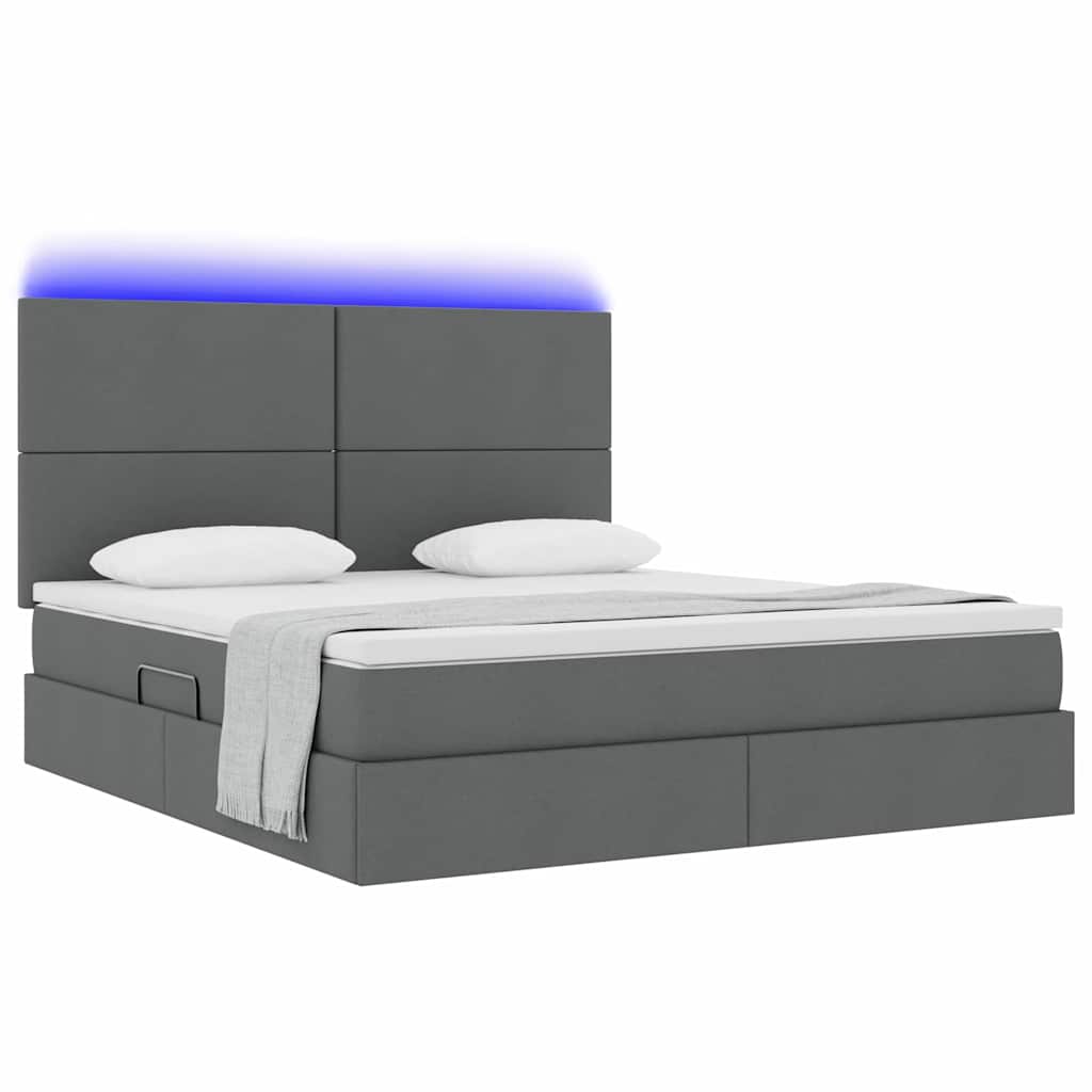 Krevet s prostorom za pohranu s LED-om Tamno siva 160 x 200 cm