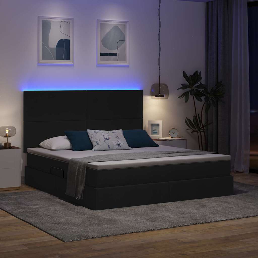 Krevet s prostorom za pohranu s LED-om Crna 160 x 200 cm
