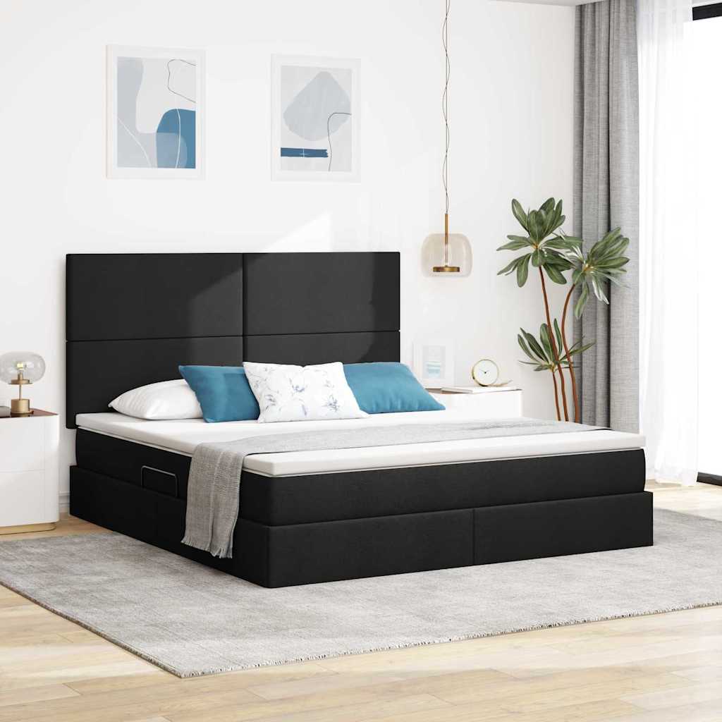Krevet s prostorom za pohranu s LED-om Crna 160 x 200 cm