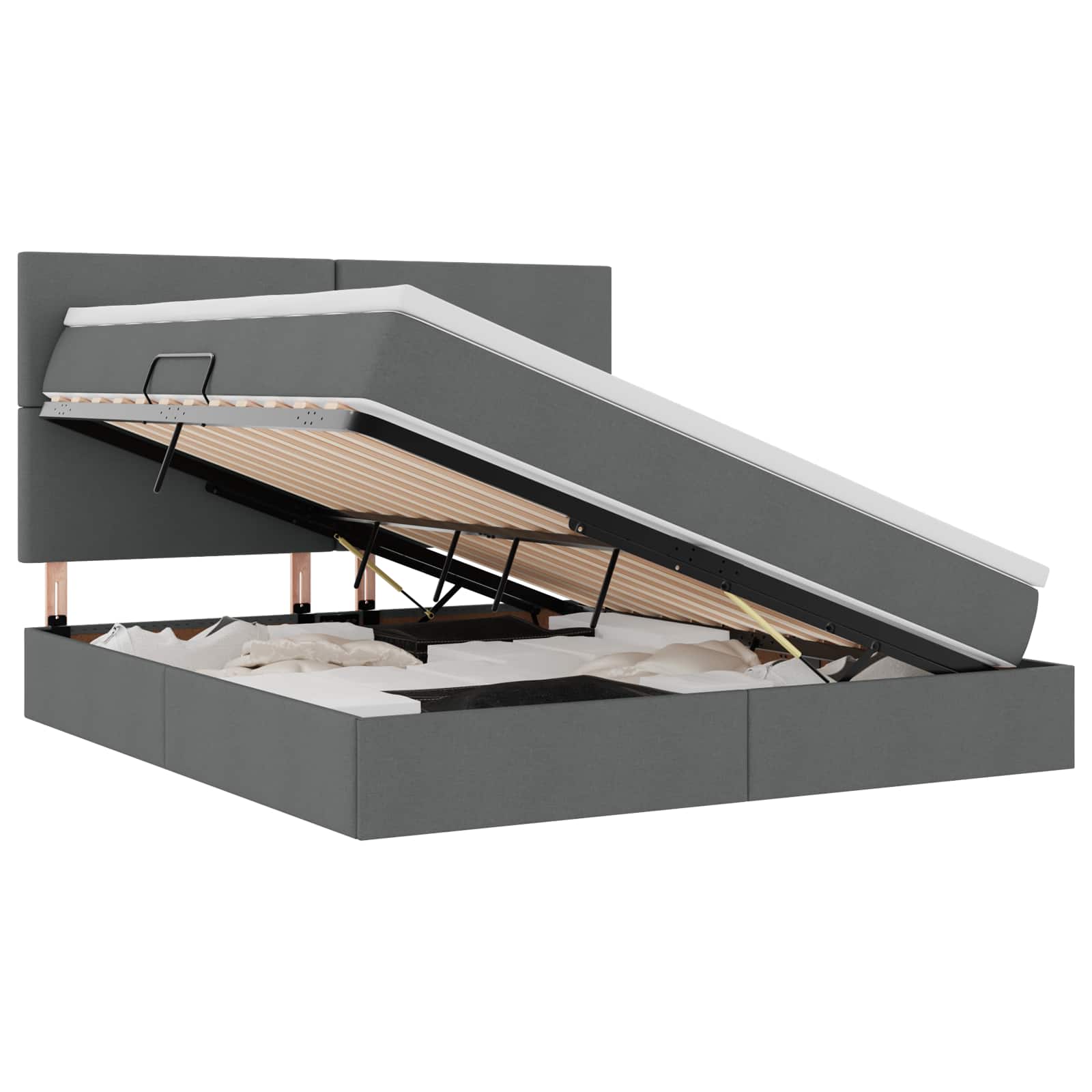 Krevet s prostorom za pohranu s LED-om Tamno siva 180 x 200 cm