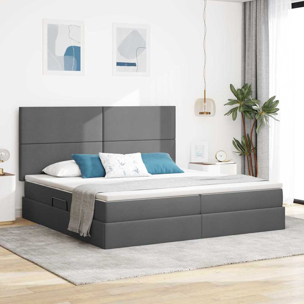 Krevet s prostorom za pohranu s LED-om Tamno siva 200 x 200 cm