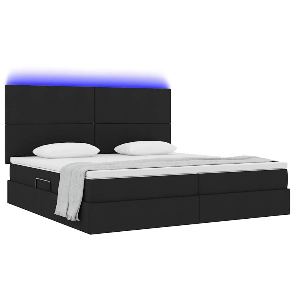 Krevet s prostorom za pohranu s LED-om Crna 200 x 200 cm