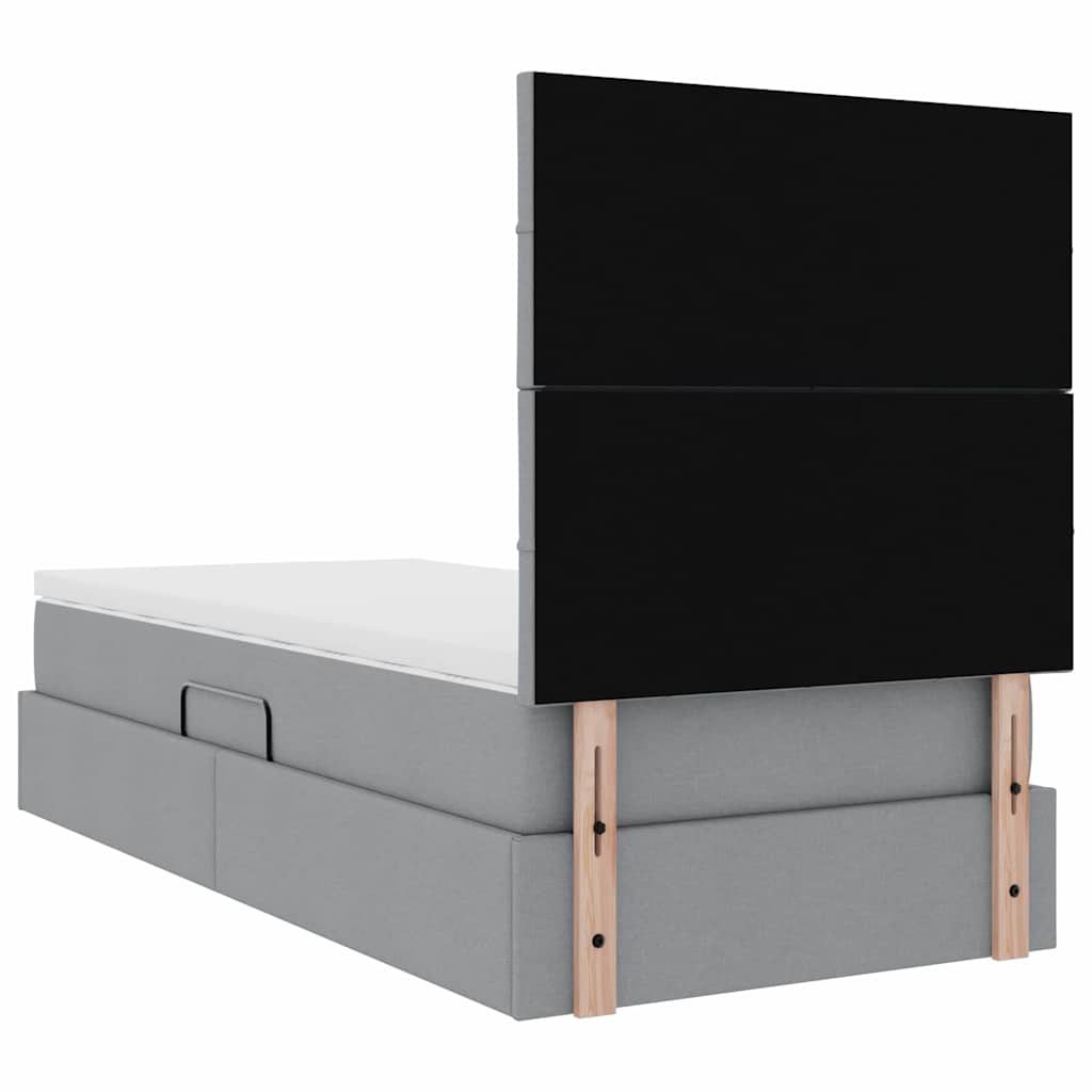 LED krevet za pohranu s madracem Svjetlosiva 90 x 190 cm