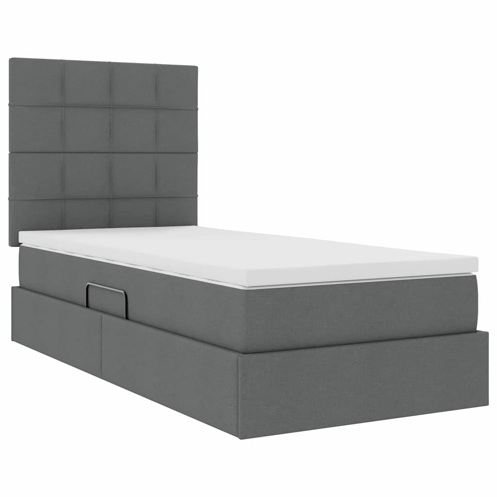 Krevet s prostorom za pohranu s LED-om Tamno siva 90 x 200 cm