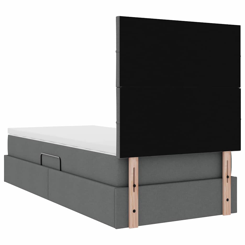 Krevet s prostorom za pohranu s LED-om Tamno siva 90 x 200 cm