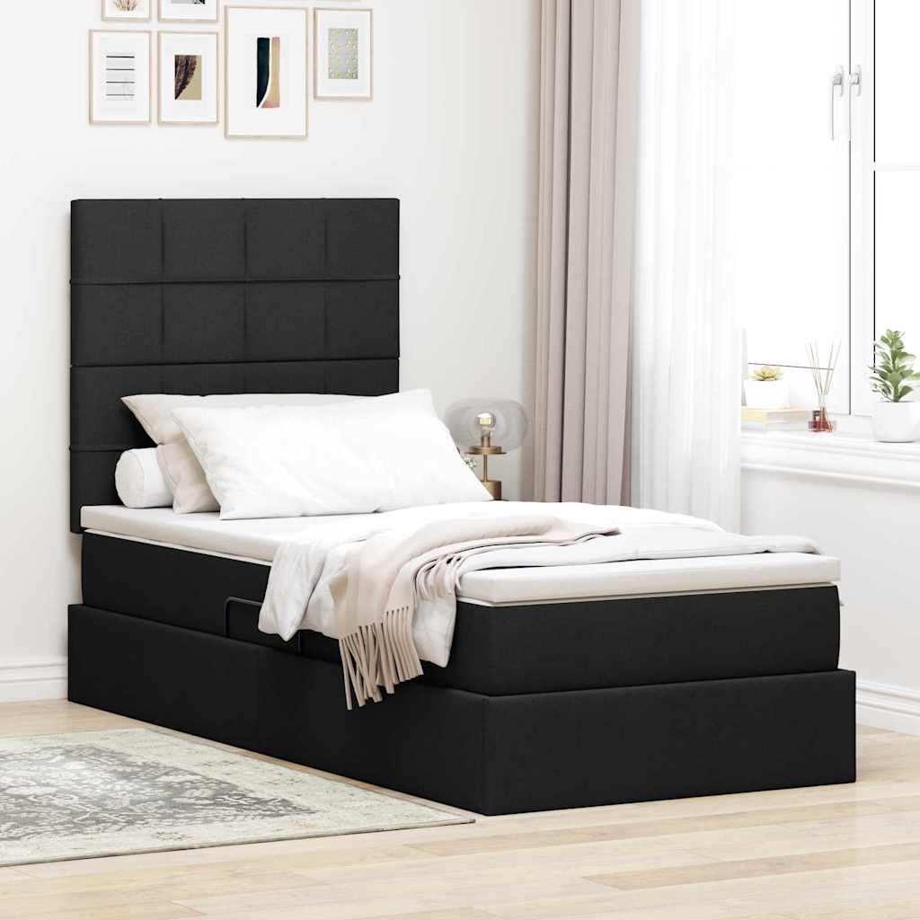 Krevet s prostorom za pohranu s LED-om Crna 90 x 200 cm