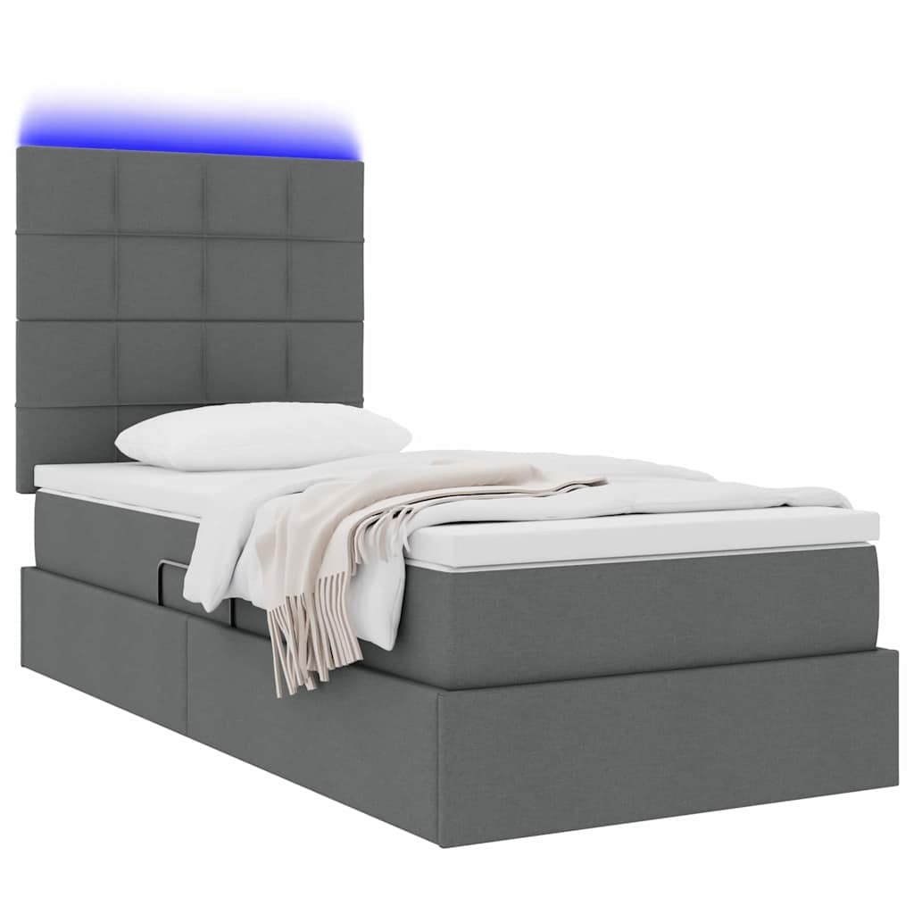 Krevet s prostorom za pohranu s LED-om Tamno siva 100 x 200 cm