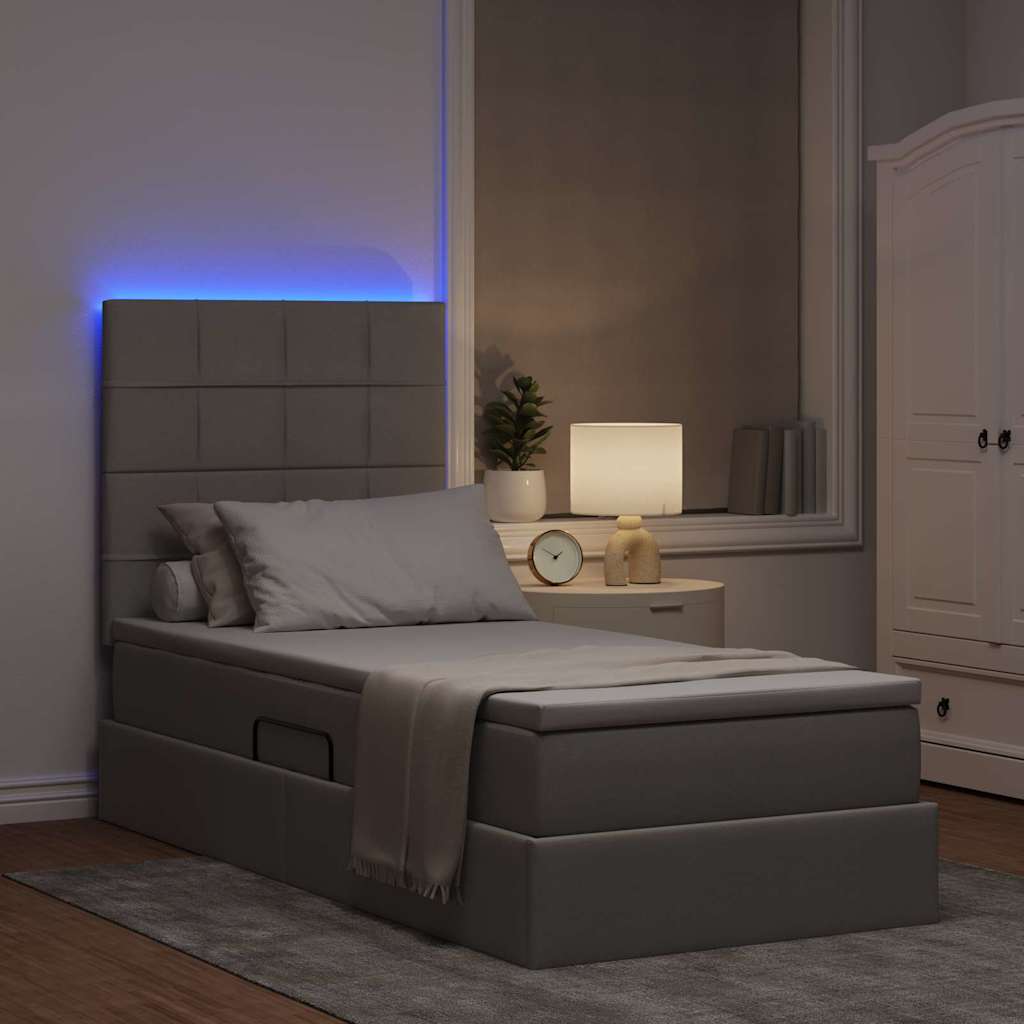 Krevet s prostorom za pohranu s LED-om Sivo-smeđa 100 x 200 cm