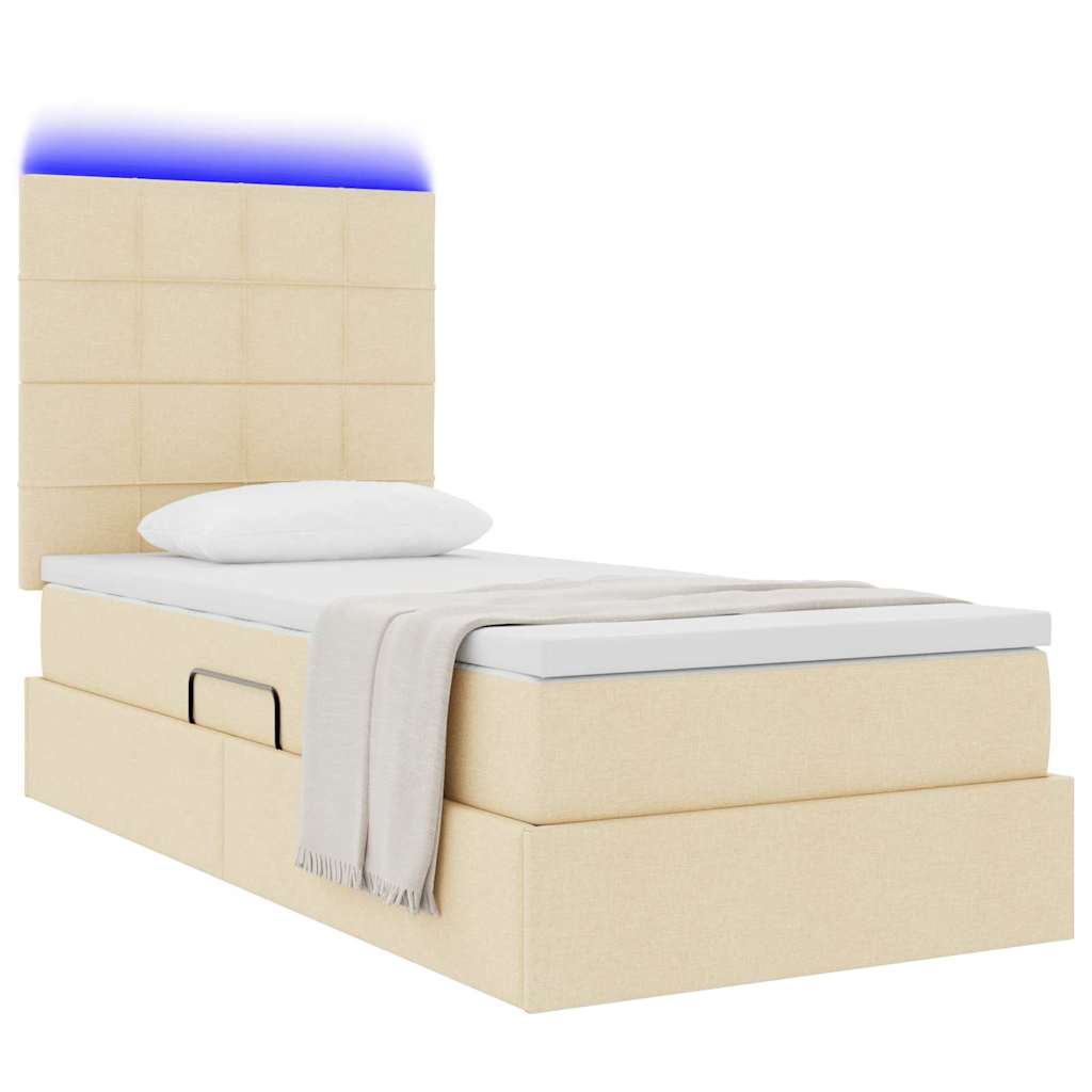 Krevet s prostorom za pohranu s LED-om Krema 100 x 200 cm