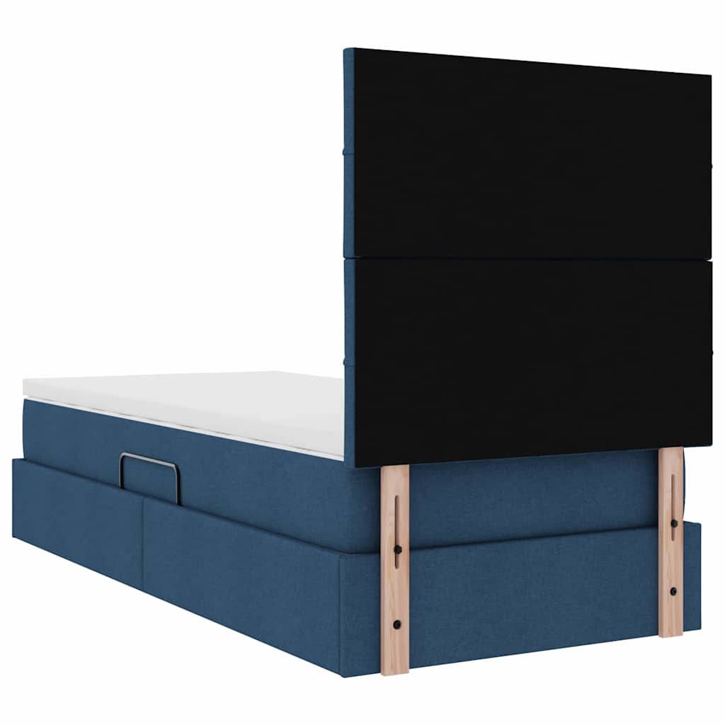 LED krevet za pohranu s madracem Plava 100 x 200 cm Tkanina