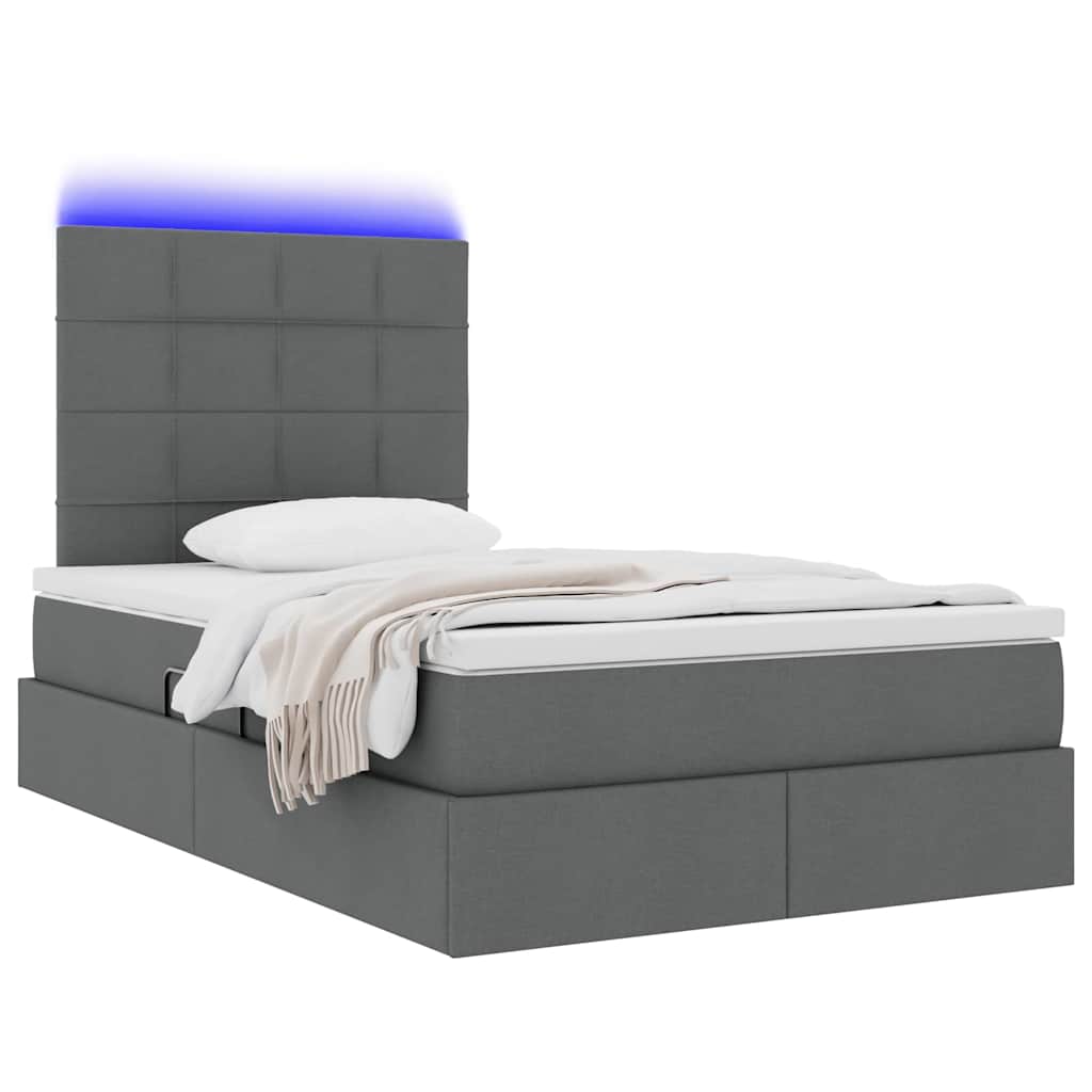 Krevet s prostorom za pohranu s LED-om Tamno siva 120 x 190 cm