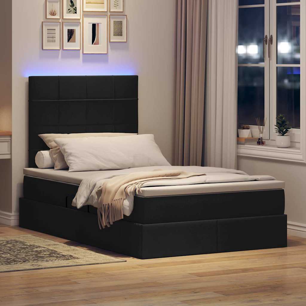 Krevet s prostorom za pohranu s LED-om Crna 120 x 190 cm