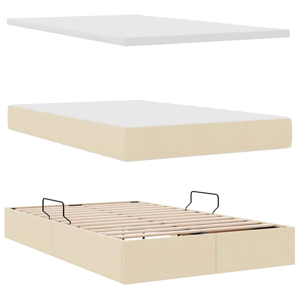 Krevet s prostorom za pohranu s LED-om Krema 120 x 190 cm