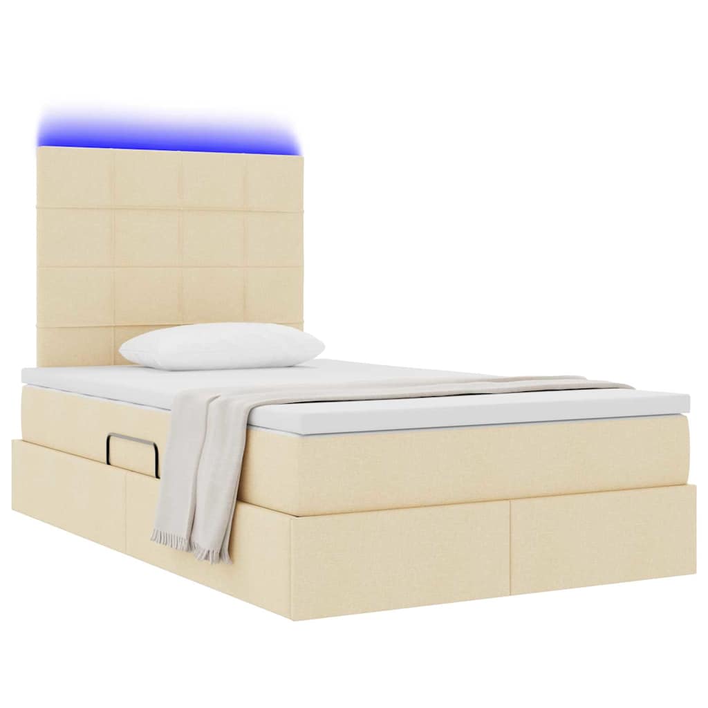 Krevet s prostorom za pohranu s LED-om Krema 120 x 190 cm