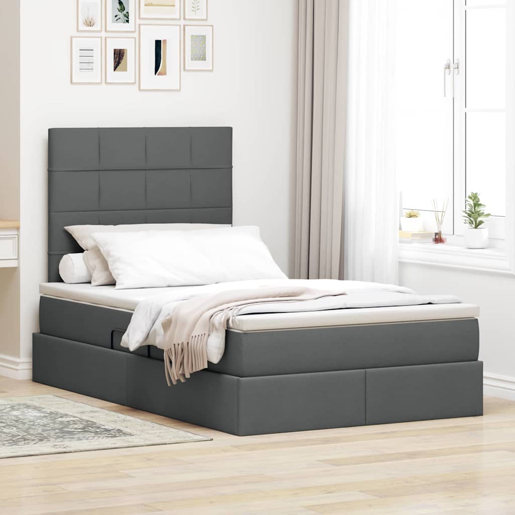 Krevet s prostorom za pohranu s LED-om Tamno siva 120 x 200 cm