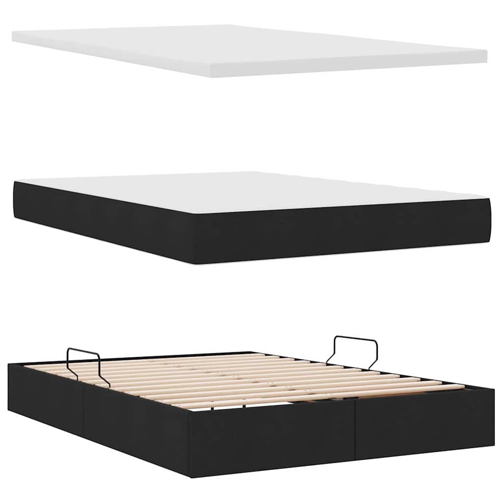 Krevet s prostorom za pohranu s LED-om Crna 140 x 190 cm