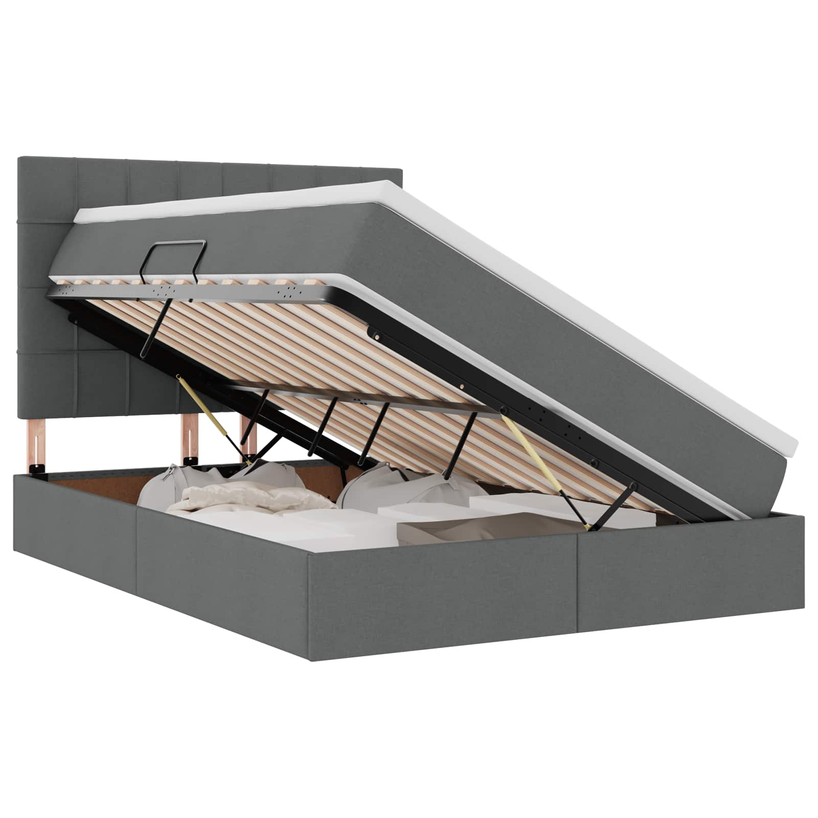 Krevet s prostorom za pohranu s LED-om Tamno siva 140 x 200 cm