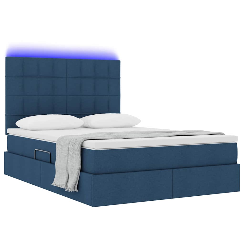 Krevet s prostorom za pohranu s LED-om Plava 140 x 200 cm