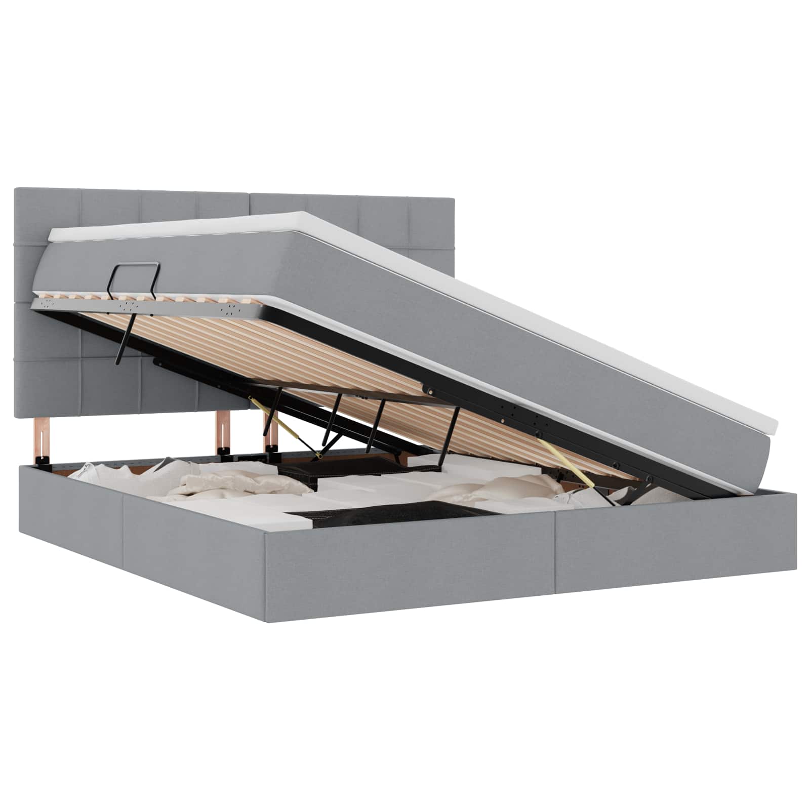 LED krevet za pohranu s madracem Svjetlosiva 160 x 200 cm