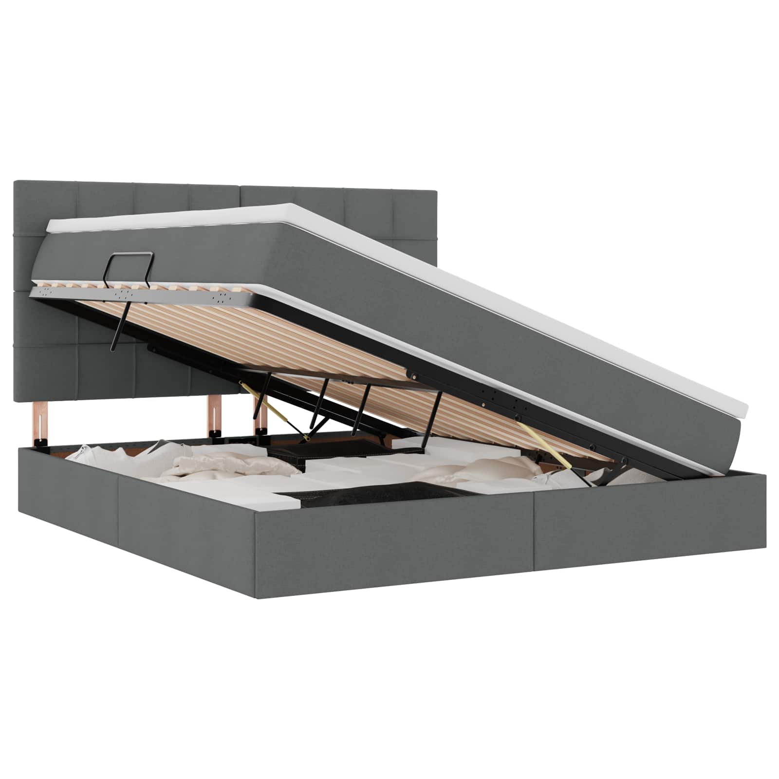 Krevet s prostorom za pohranu s LED-om Tamno siva 180 x 200 cm