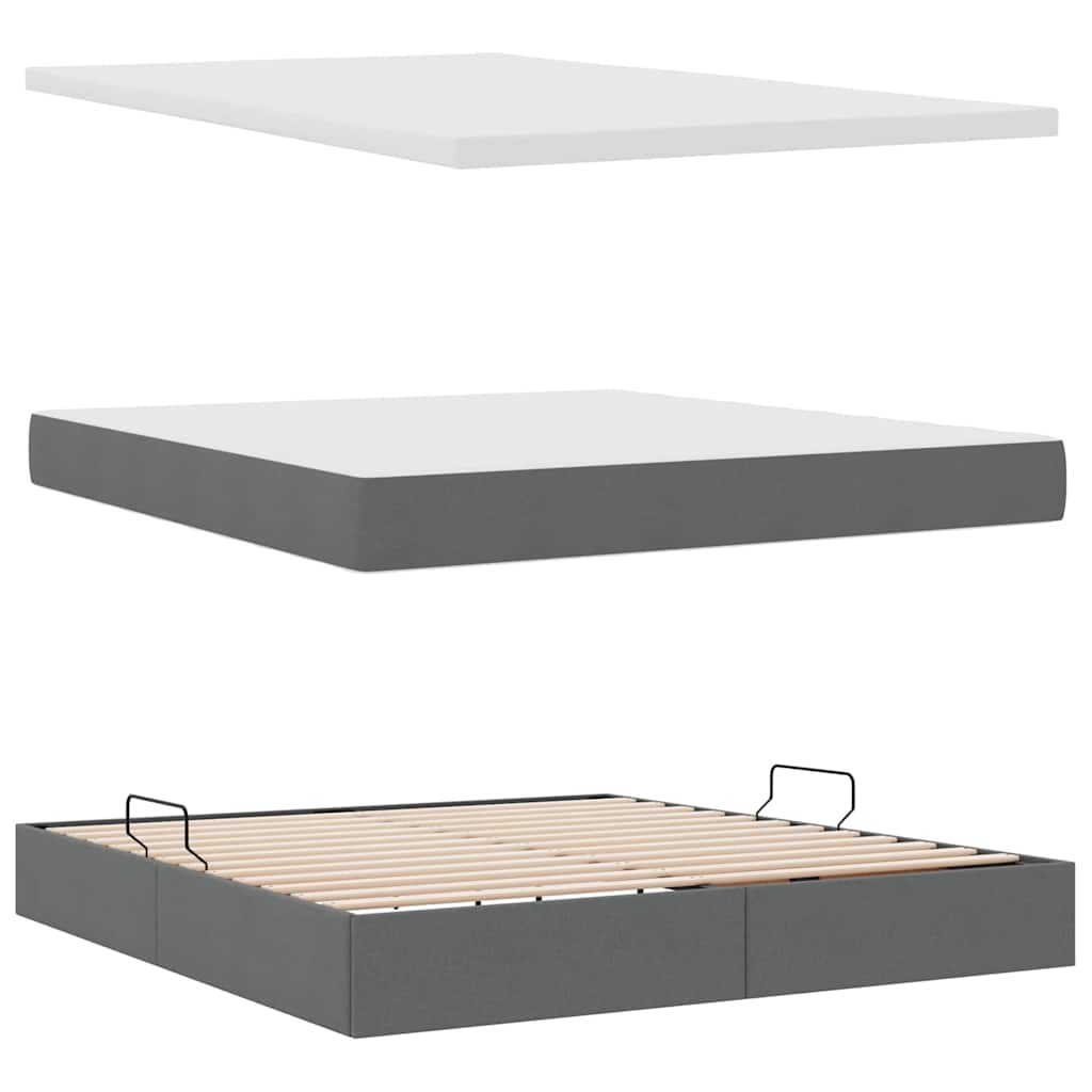 Krevet s prostorom za pohranu s LED-om Tamno siva 180 x 200 cm