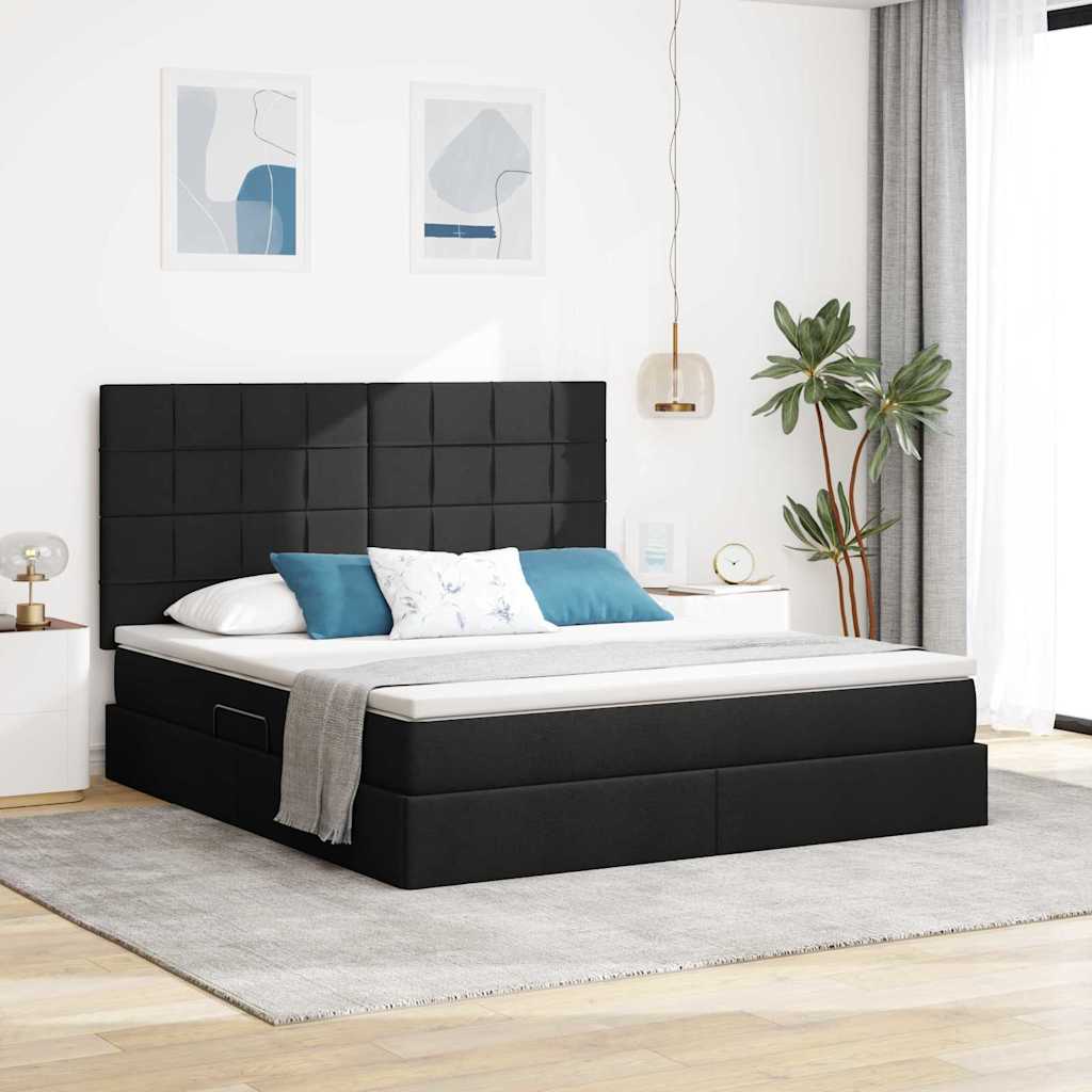 Krevet s prostorom za pohranu s LED-om Crna 180 x 200 cm