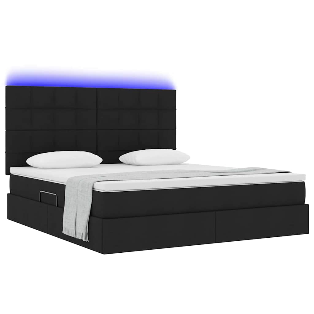 Krevet s prostorom za pohranu s LED-om Crna 180 x 200 cm