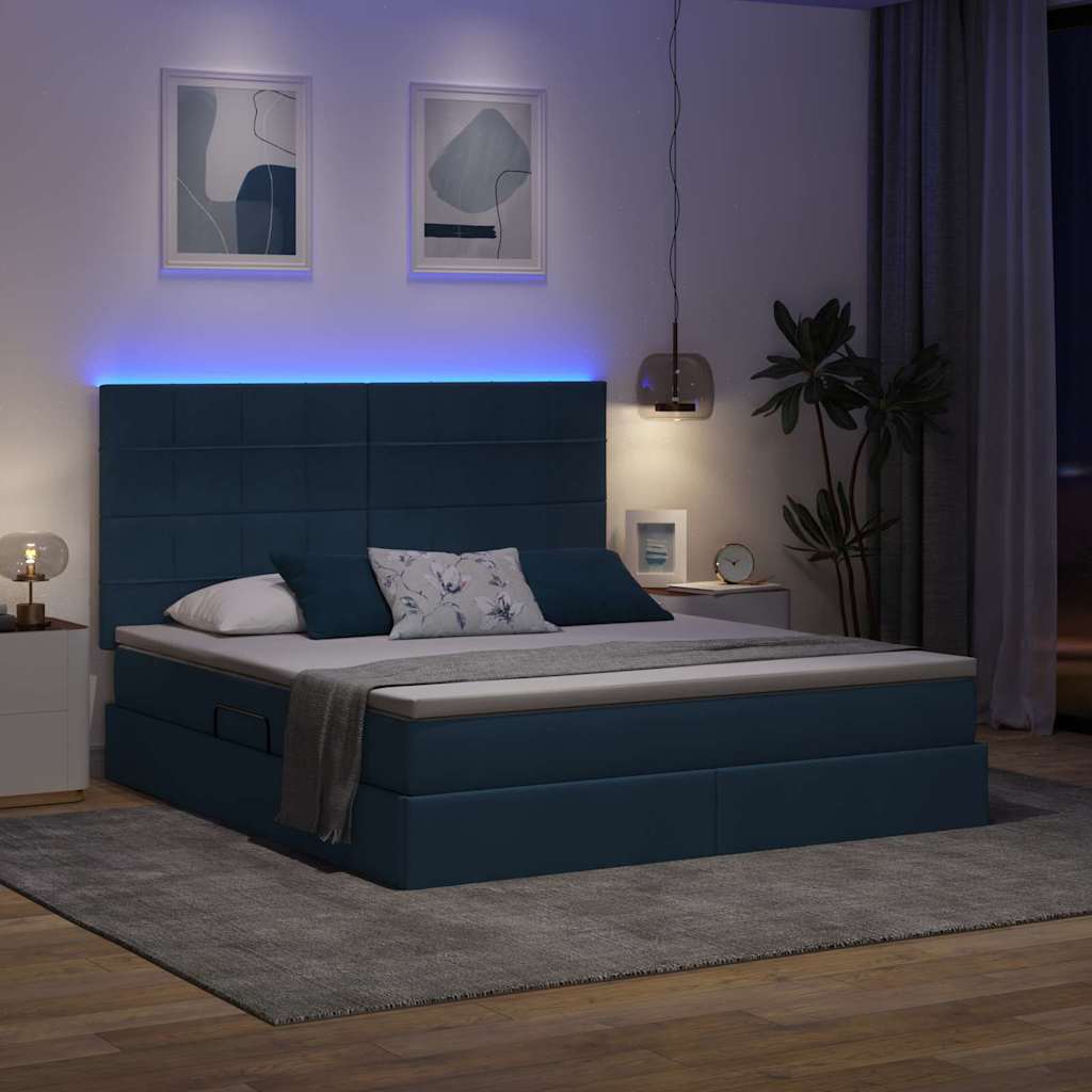 Krevet s prostorom za pohranu s LED-om Plava 180 x 200 cm