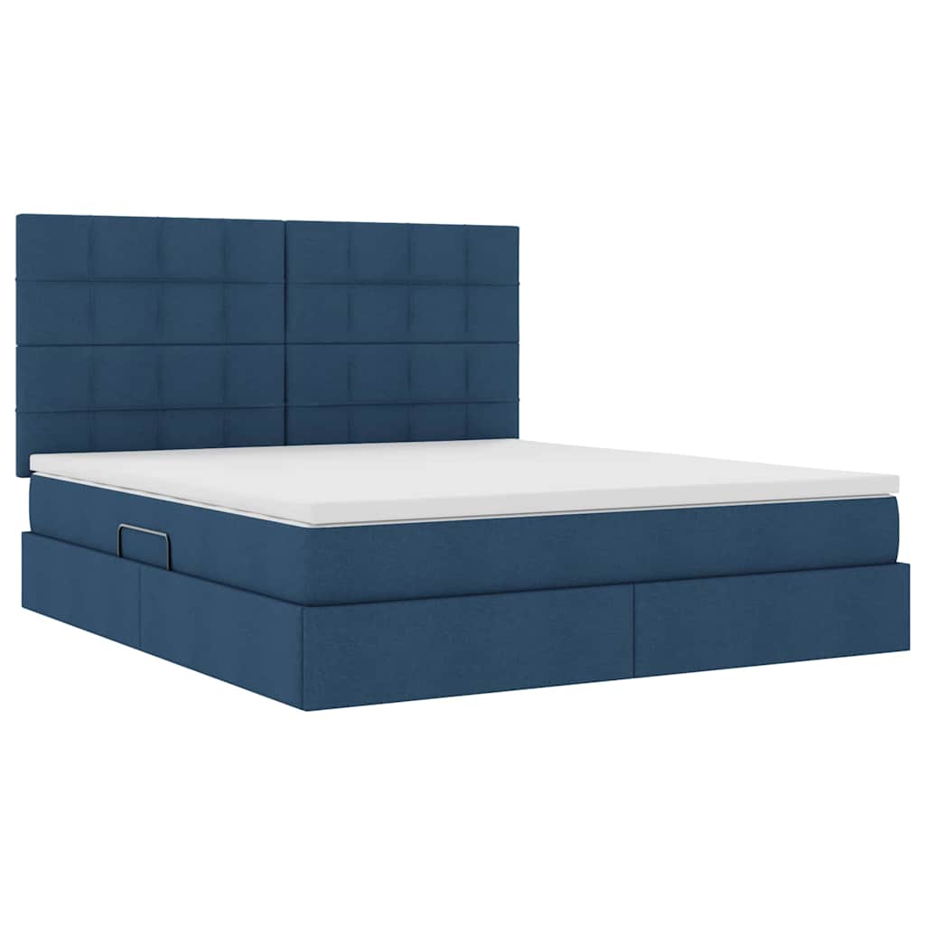 LED krevet za pohranu s madracem Plava 180 x 200 cm Tkanina