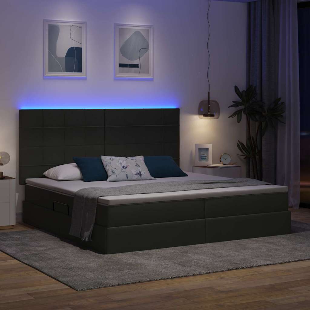 Krevet s prostorom za pohranu s LED-om Tamno siva 200 x 200 cm