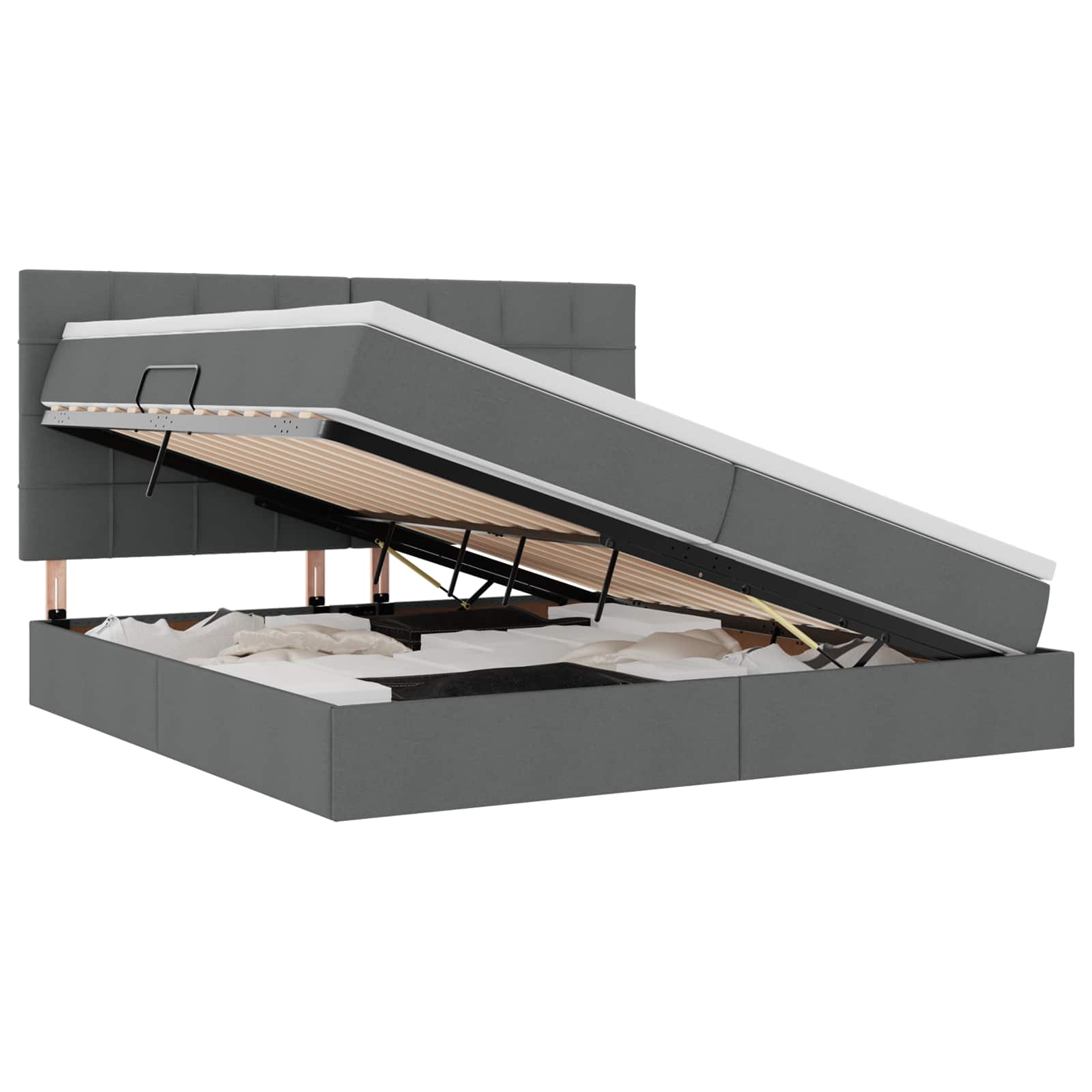 Krevet s prostorom za pohranu s LED-om Tamno siva 200 x 200 cm