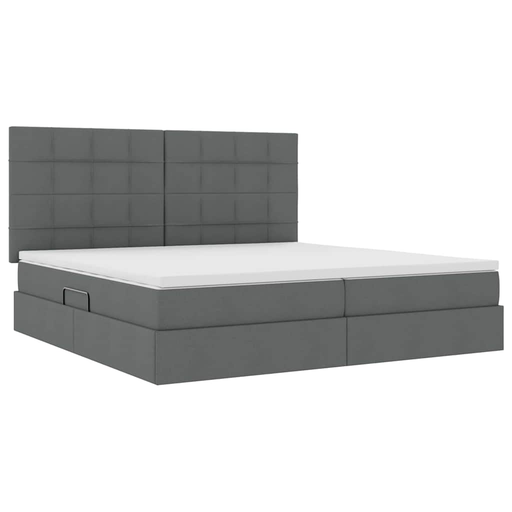 Krevet s prostorom za pohranu s LED-om Tamno siva 200 x 200 cm