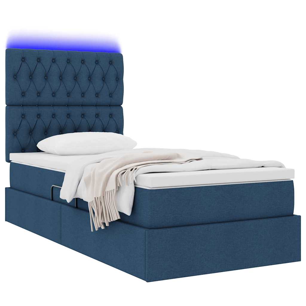Krevet s prostorom za pohranu s LED-om Plava 90 x 190 cm