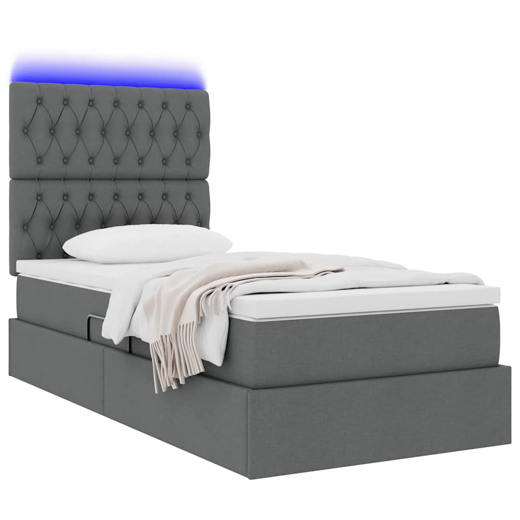 Krevet s prostorom za pohranu s LED-om Tamno siva 90 x 200 cm
