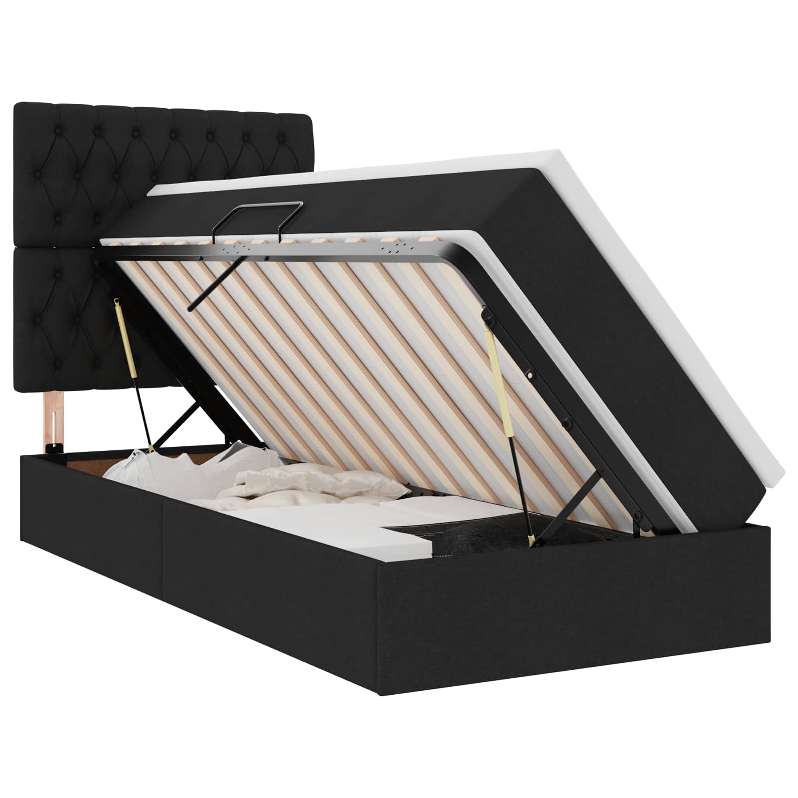 Krevet s prostorom za pohranu s LED-om Crna 90 x 200 cm