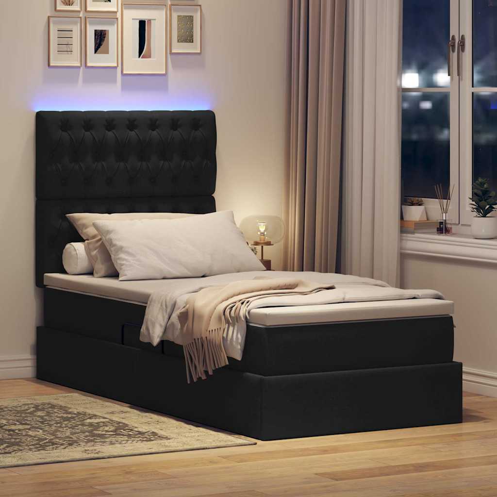 Krevet s prostorom za pohranu s LED-om Crna 100 x 200 cm