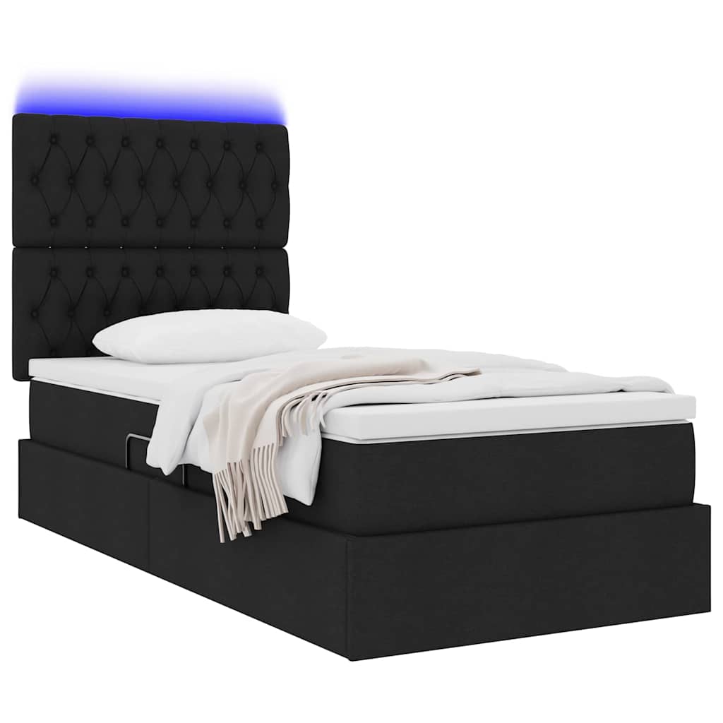 Krevet s prostorom za pohranu s LED-om Crna 100 x 200 cm
