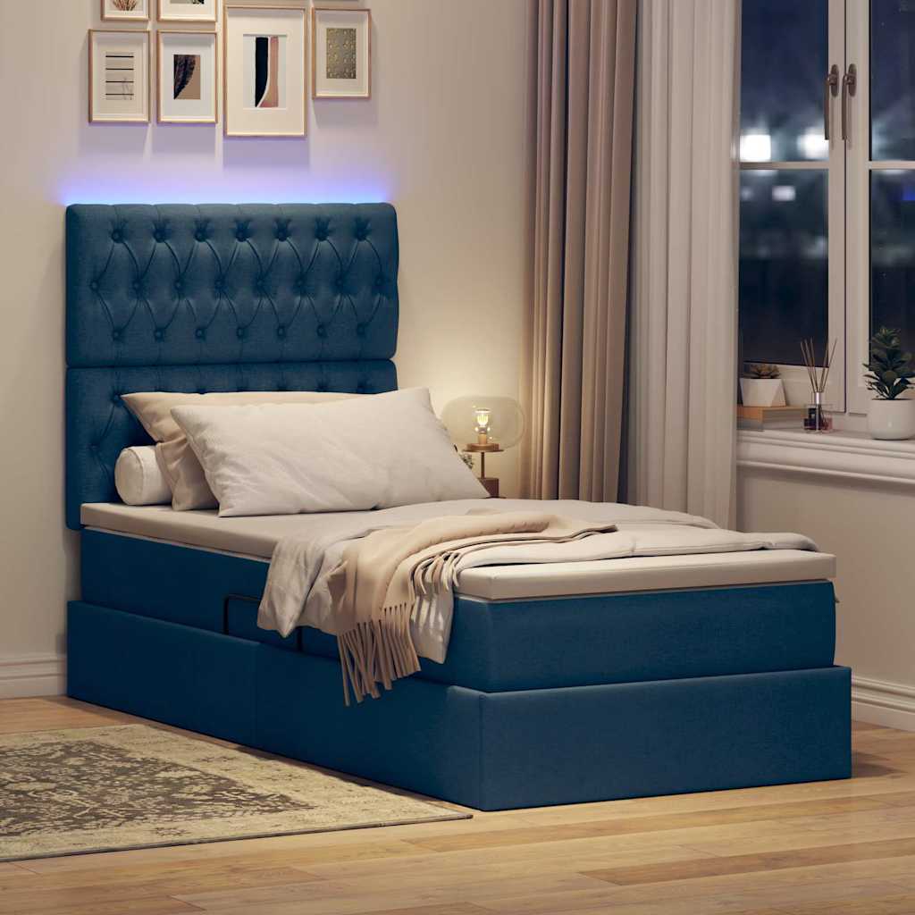Krevet s prostorom za pohranu s LED-om Plava 100 x 200 cm