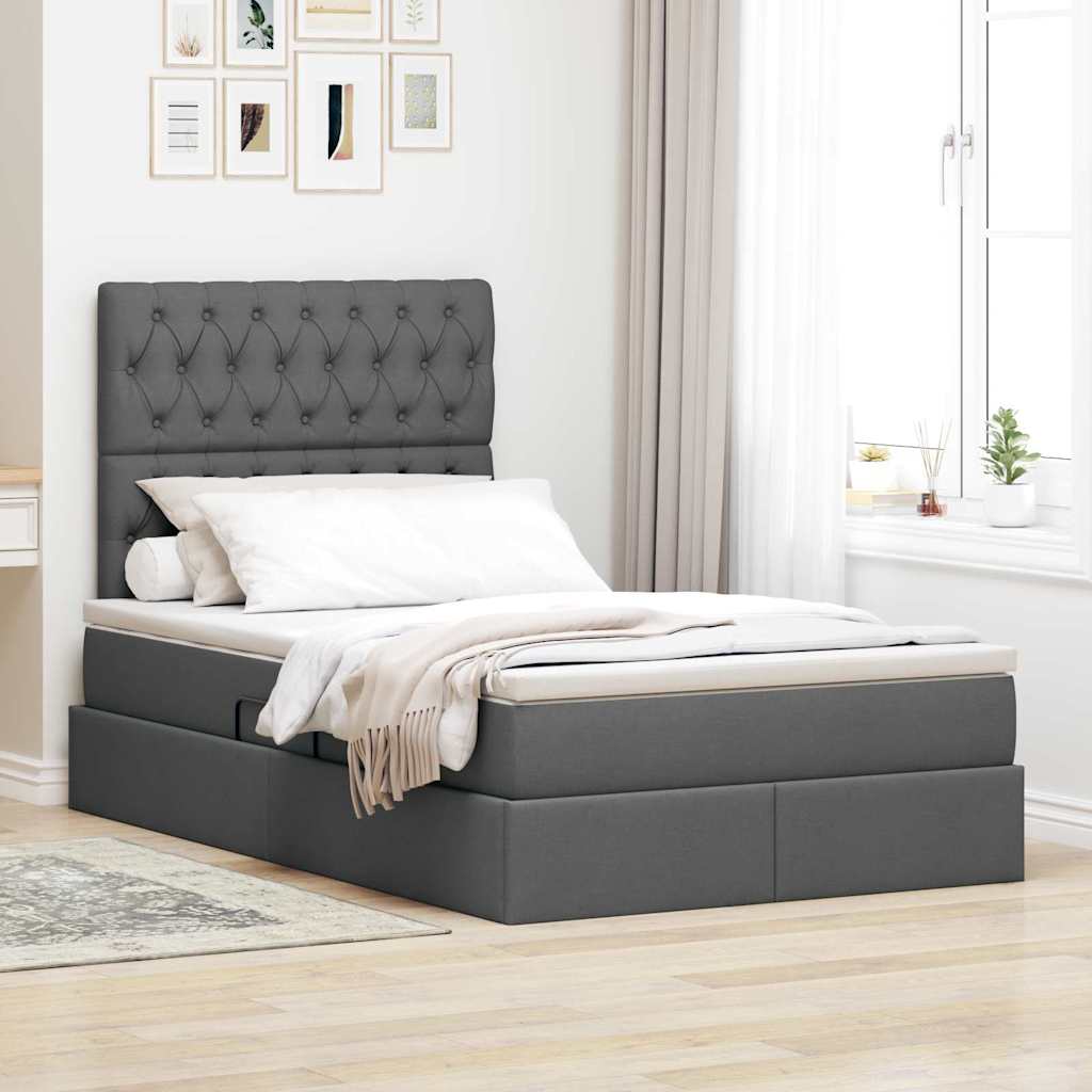 Krevet s prostorom za pohranu s LED-om Tamno siva 120 x 190 cm