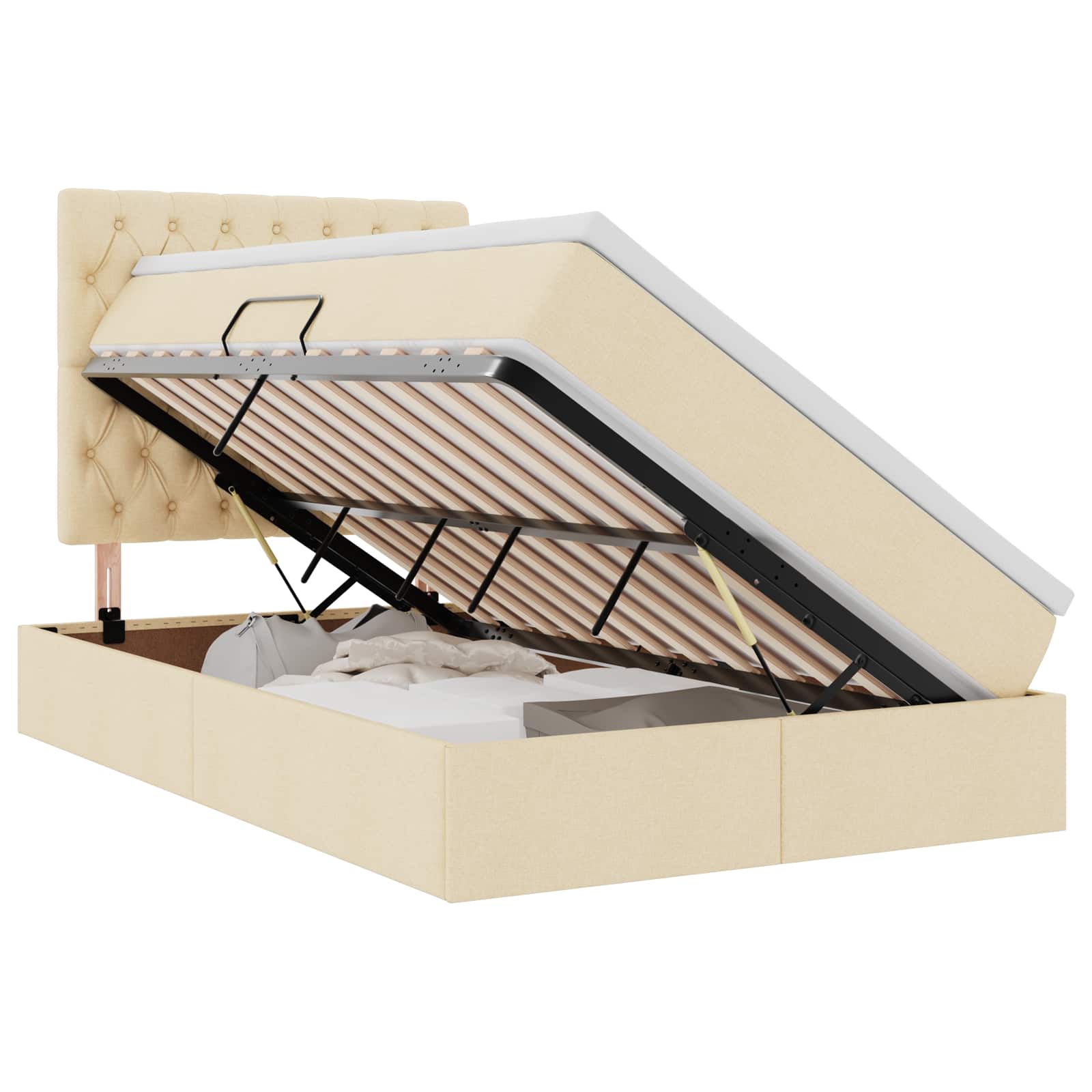 Krevet s prostorom za pohranu s LED-om Krema 120 x 190 cm