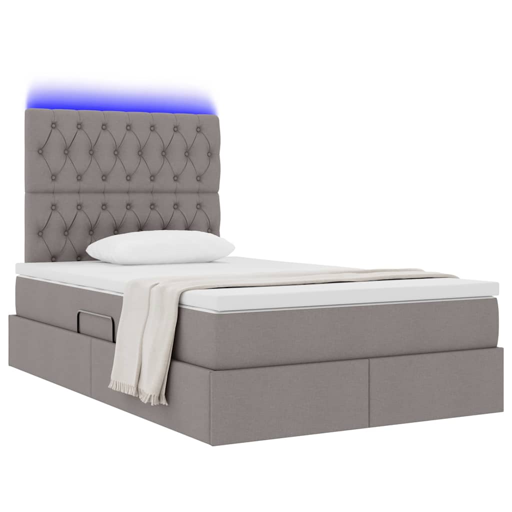 Krevet s prostorom za pohranu s LED-om Sivo-smeđa 120 x 200 cm