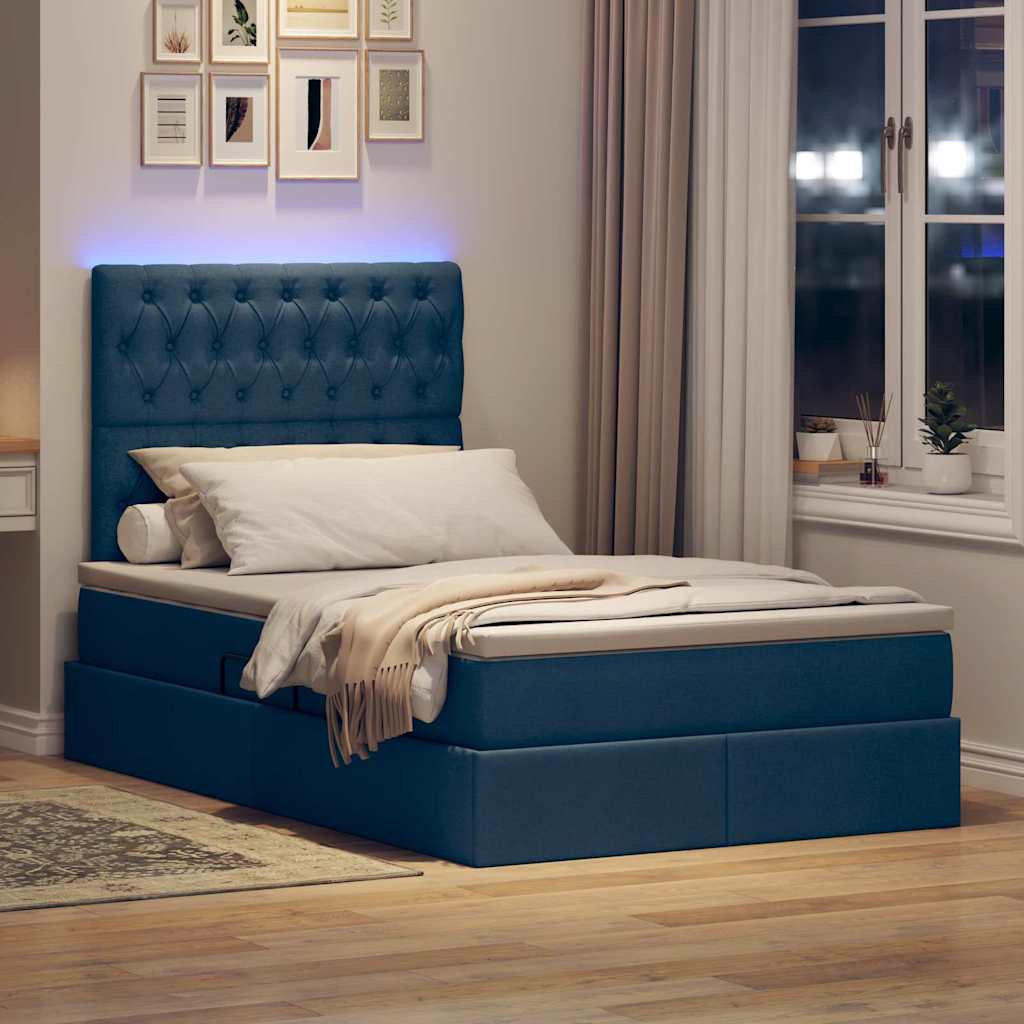 Krevet s prostorom za pohranu s LED-om Plava 120 x 200 cm