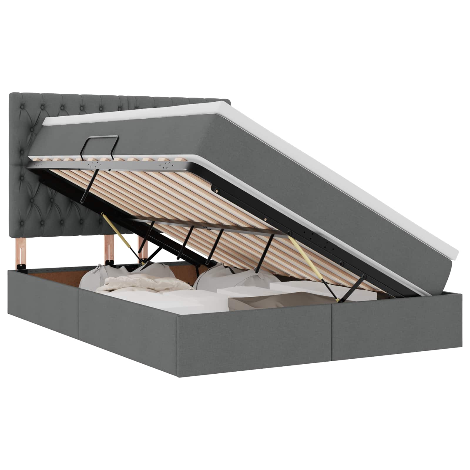 Krevet s prostorom za pohranu s LED-om Tamno siva 140 x 190 cm