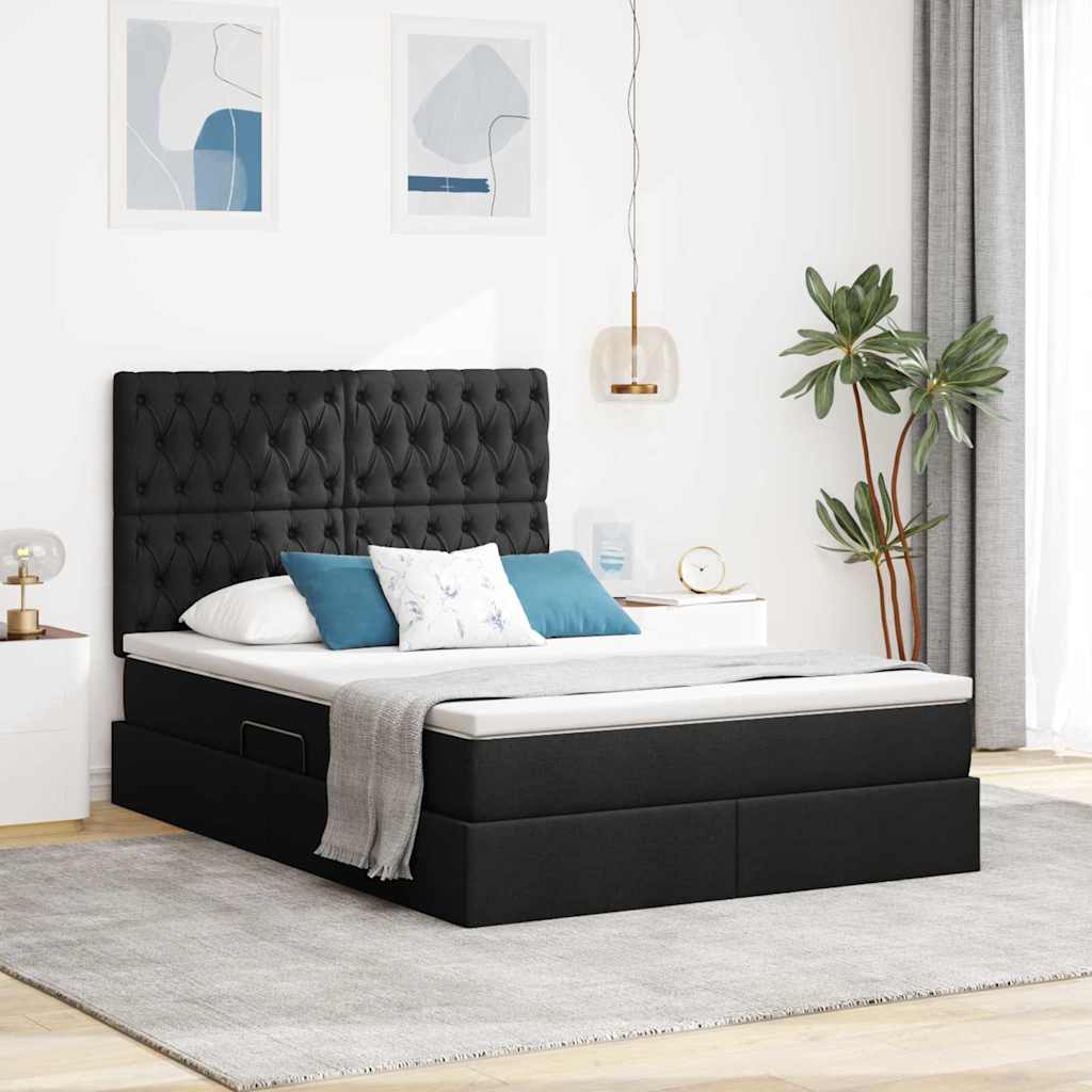 Krevet s prostorom za pohranu s LED-om Crna 140 x 190 cm