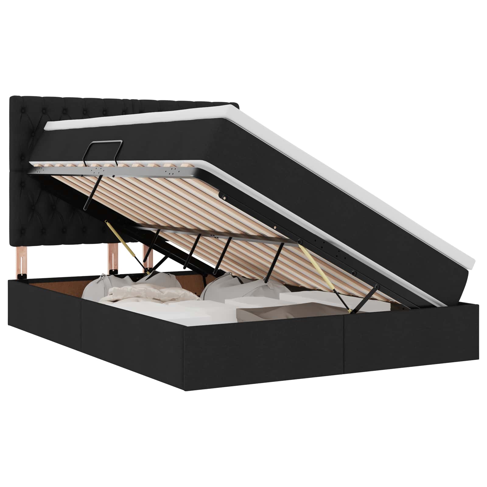 Krevet s prostorom za pohranu s LED-om Crna 140 x 190 cm