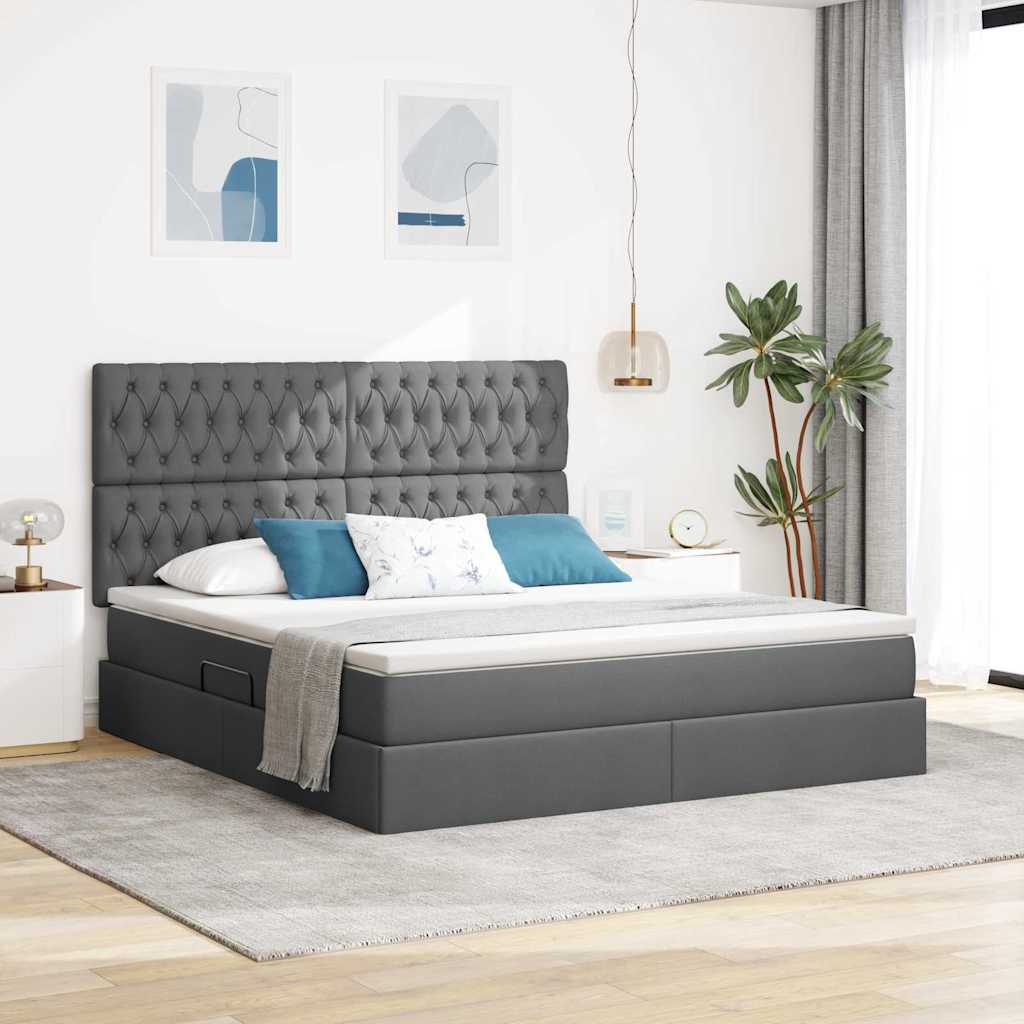 Krevet s prostorom za pohranu s LED-om Tamno siva 160 x 200 cm