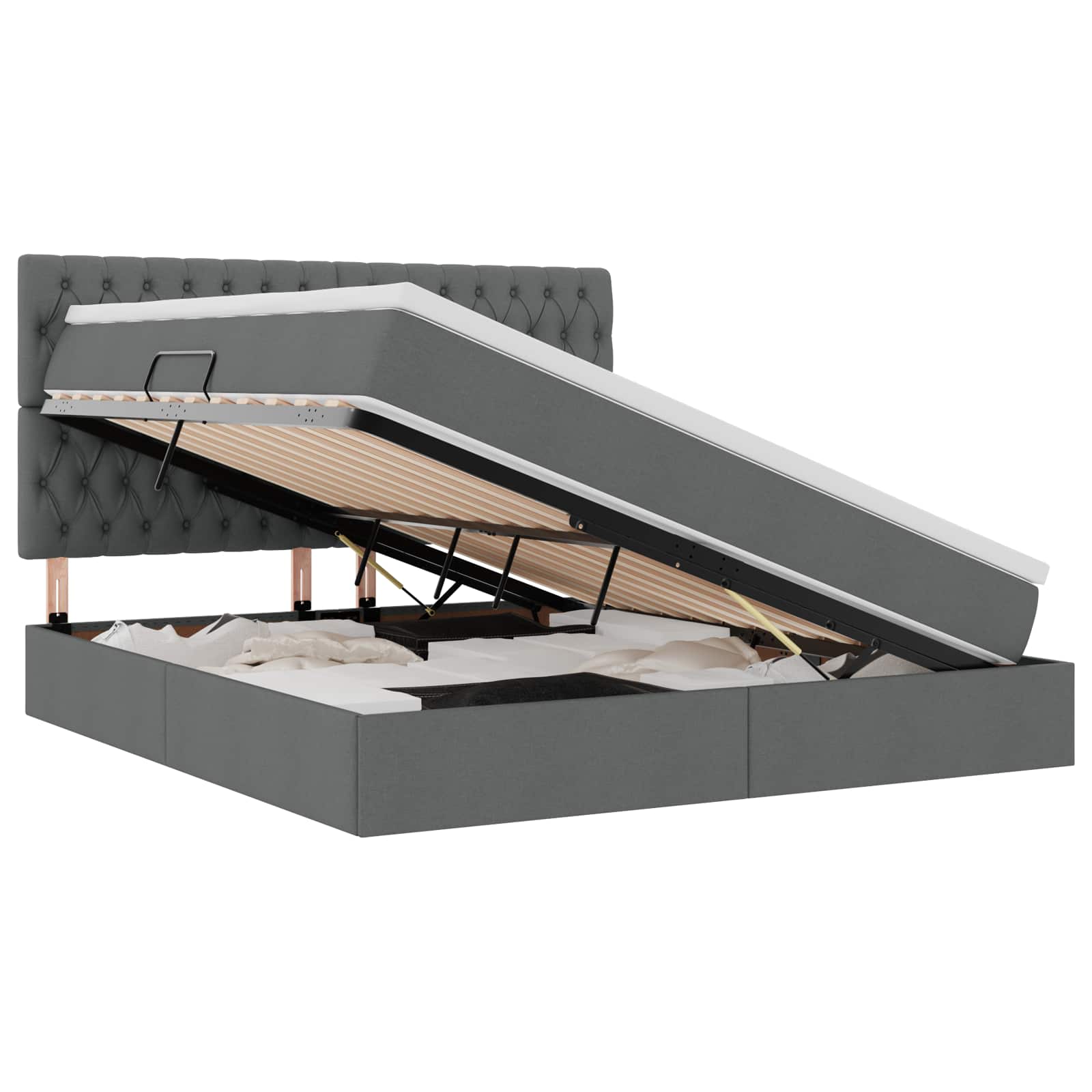 Krevet s prostorom za pohranu s LED-om Tamno siva 160 x 200 cm